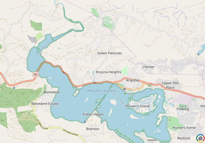 Map location of Knysna Heights